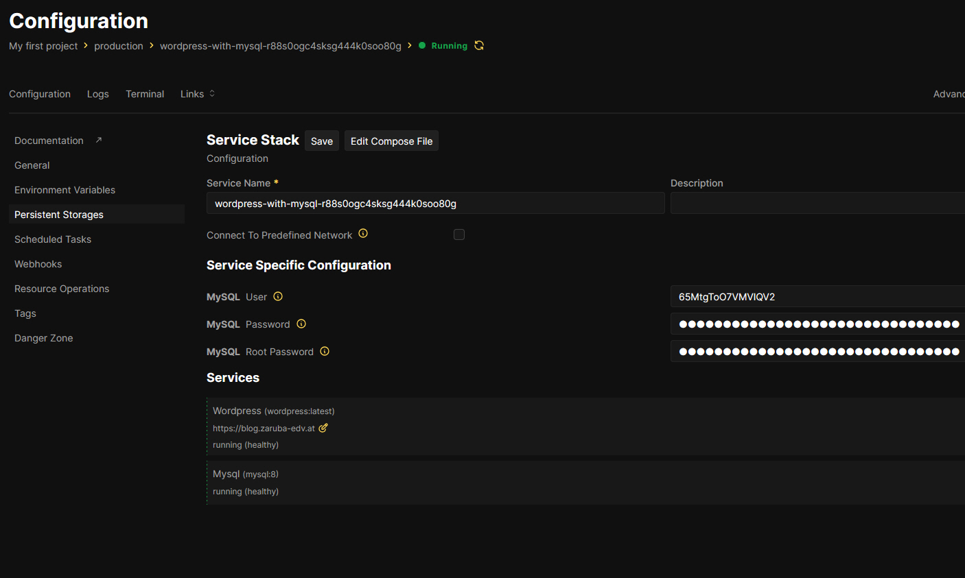 WordPress auf Coolify Installieren